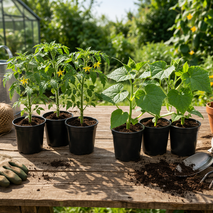 Premium Gurken - und Tomatenpflanzenset F1 (6er Pack)